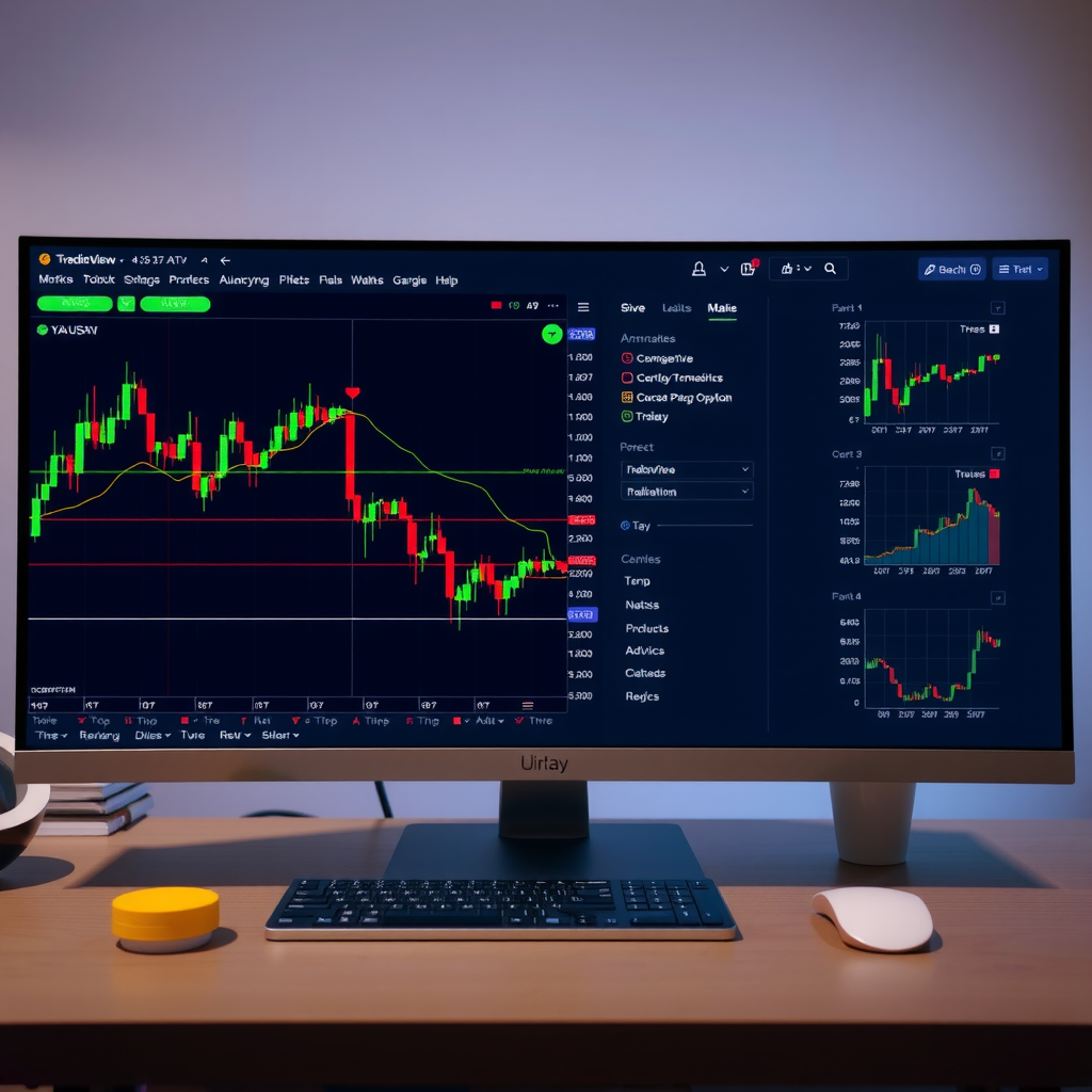 TradingView workspace showing customized chart panel sizes with a large primary chart taking up 60% of the screen on the left, and three smaller reference charts arranged vertically on the right side, demonstrating flexible workspace configuration