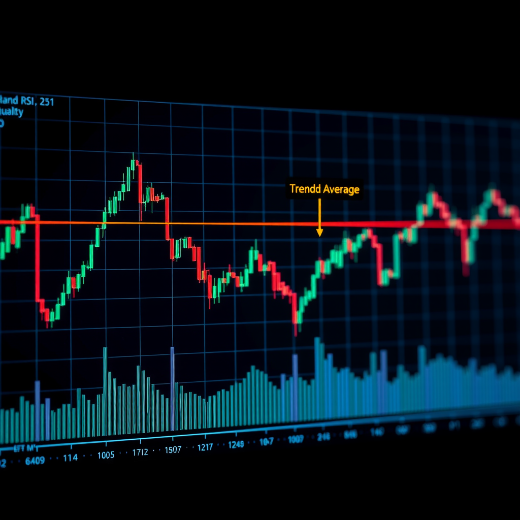 RSI indicator panel showing both the standard RSI line and a moving average overlay, demonstrating crossover signals and trend identification within the RSI oscillator